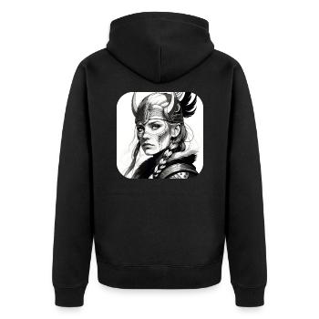 Stolze Wikinger in Germanien Schildmaid - Unisex Premium Bio Zip Hoodie - Schwarz - Hinten - Nico (187cm)