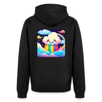 Cute Cloud Raining Rainbow Colors - Unisex Premium Organic Zip Hoodie - black - Back - Nico (187cm)