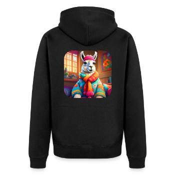Lama d’hiver frais et confortable - Veste à capuche bio Premium Unisexe - noir - Dos - Nico (187cm)