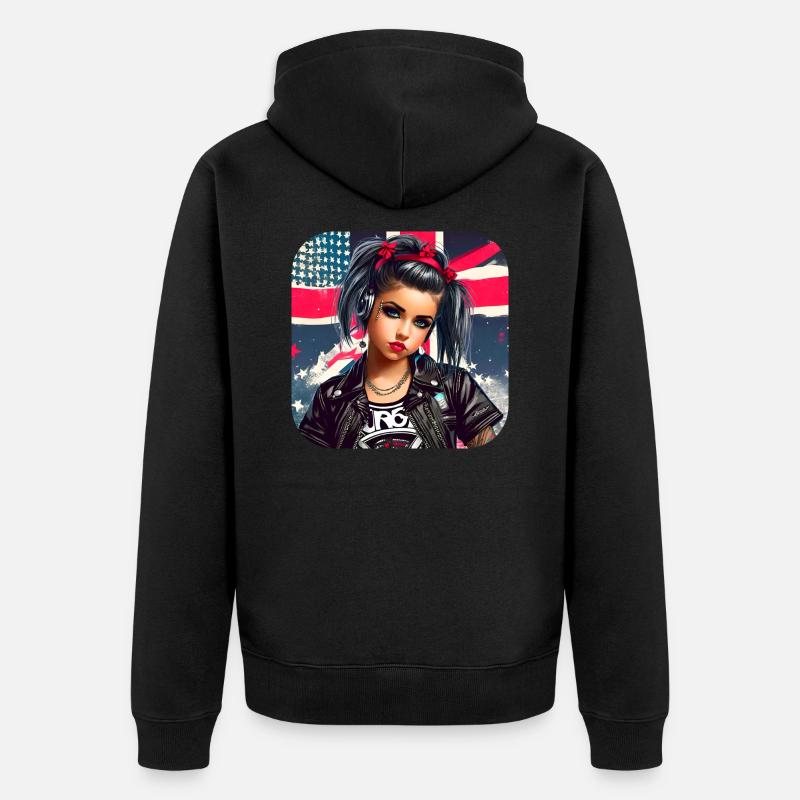Fille Punk Cool - Veste à capuche bio Premium Unisexe - noir