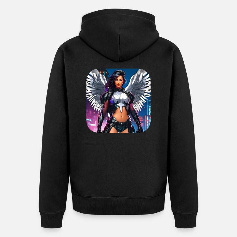 Cooler Cybergoth Engel - Unisex Premium Bio Zip Hoodie - Schwarz