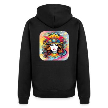 Motif psychédélique Femme - Veste à capuche bio Premium Unisexe - noir - Dos - Nico (187cm)