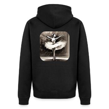 Prima Ballerina IV - Unisex Premium Bio Zip Hoodie - Schwarz - Hinten - Nico (187cm)
