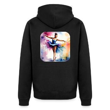 Prima Ballerina mit bunten Farben - Unisex Premium Bio Zip Hoodie - Schwarz - Hinten - Nico (187cm)