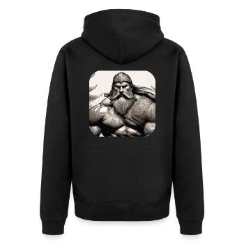 Proud Viking Warrior Germanic - Unisex Premium Organic Zip Hoodie - black - Back - Nico (187cm)