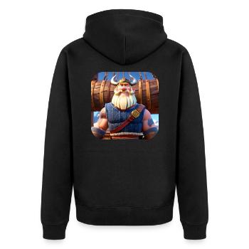 Niedliches Wikinger im Comic Style - Unisex Premium Bio Zip Hoodie - Schwarz - Hinten - Nico (187cm)