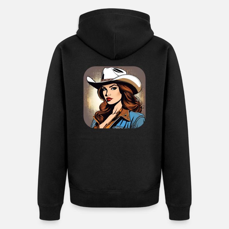 Fille de l’Ouest cool - Veste à capuche bio Premium Unisexe - noir