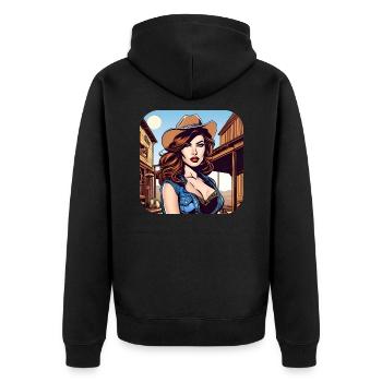 Fille de l’Ouest cool - Veste à capuche bio Premium Unisexe - noir - Dos - Nico (187cm)