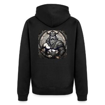 Proud Viking Warrior Germanic - Unisex Premium Organic Zip Hoodie - black - Back - Nico (187cm)
