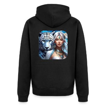 Chaman mystique avec léopard des neiges - Veste à capuche bio Premium Unisexe - noir - Dos - Nico (187cm)