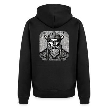 Stolzer Wikinger Krieger Germane - Unisex Premium Bio Zip Hoodie - Schwarz - Hinten - Nico (187cm)