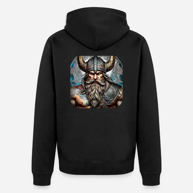 Stolzer Wikinger Krieger Germane - Unisex Premium Bio Zip Hoodie - Schwarz