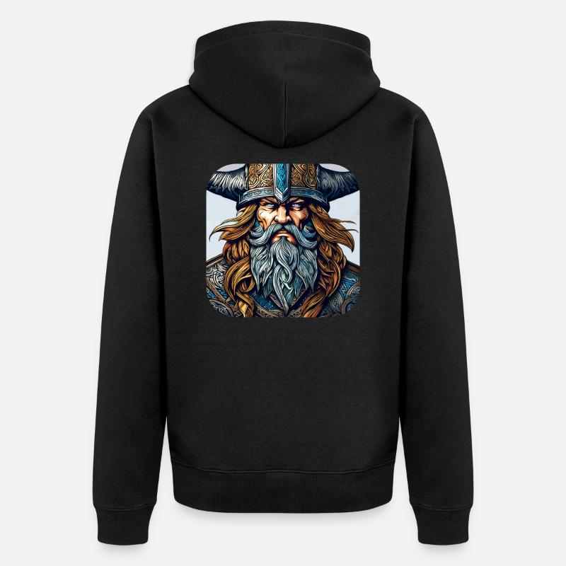 Stolzer Wikinger Krieger Germane - Unisex Premium Bio Zip Hoodie - Schwarz