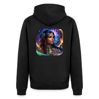Mystische Fantasy Schamanin Zauberin - Unisex Premium Bio Zip Hoodie - Schwarz - Hinten - Nico (187cm)