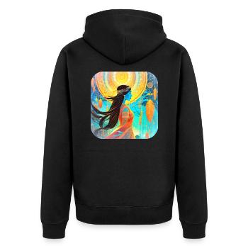 Mystische Fantasy Schamanin Zauberin - Unisex Premium Bio Zip Hoodie - Schwarz - Hinten - Nico (187cm)