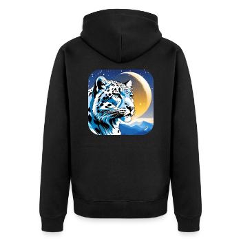 Mystical Motif Mysterious Snow Leopard - Unisex Premium Organic Zip Hoodie - black - Back - Nico (187cm)