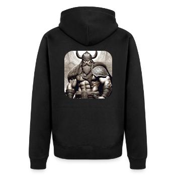 Stolzer Wikinger Krieger Germane - Unisex Premium Bio Zip Hoodie - Schwarz - Hinten - Nico (187cm)