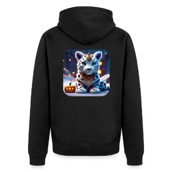 Léopard des neiges mignon - Veste à capuche bio Premium Unisexe - noir - Dos - Nico (187cm)