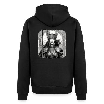 Proud Viking Germanin Shieldmaiden - Unisex Premium Organic Zip Hoodie - black - Back - Nico (187cm)