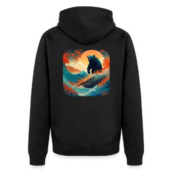Proud bear in retro style - Unisex Premium Organic Zip Hoodie - black - Back - Nico (187cm)