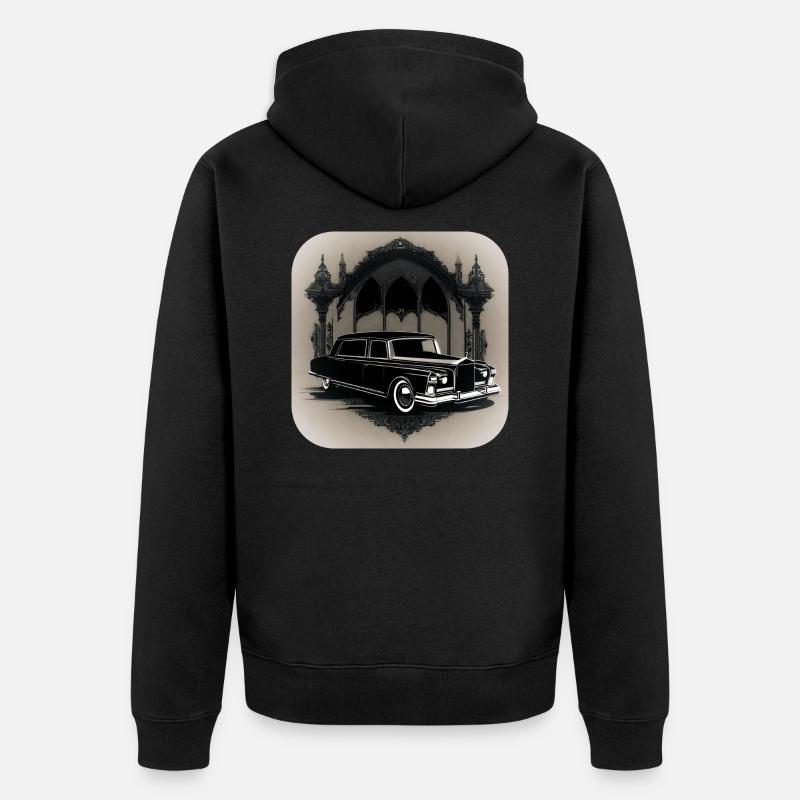 Cooler Oldtimer Leichenwagen - Unisex Premium Bio Zip Hoodie - Schwarz