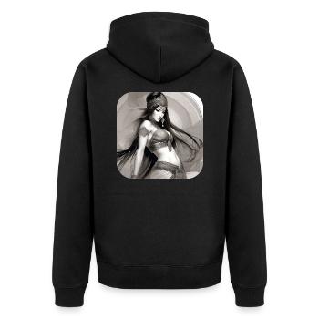 Mystische orientalische Bauchtänzerin - Unisex Premium Bio Zip Hoodie - Schwarz - Hinten - Nico (187cm)