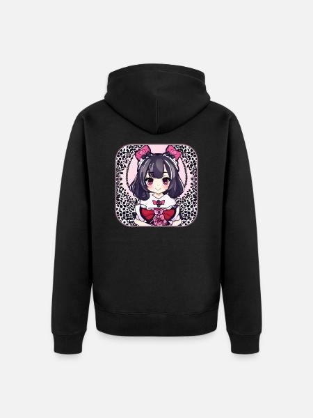 Jolie fille d’anime - Veste à capuche bio Premium Unisexe - noir