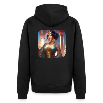 Mystische orientalische Prinzessin - Unisex Premium Bio Zip Hoodie - Schwarz - Hinten - Nico (187cm)