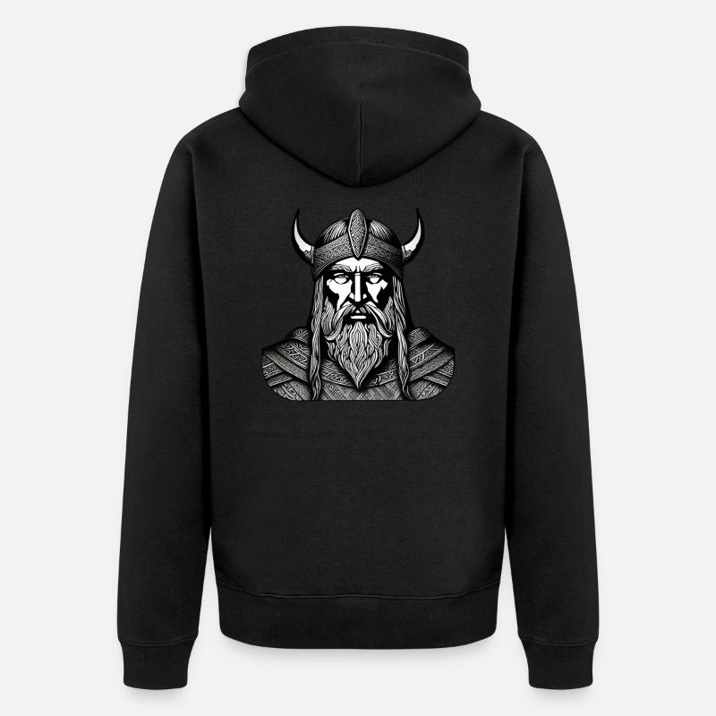 Stolzer Wikinger Krieger Germane - Unisex Premium Bio Zip Hoodie - Schwarz