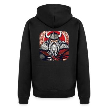 Stolzer Wikinger Krieger Germane - Unisex Premium Bio Zip Hoodie - Schwarz - Hinten - Nico (187cm)