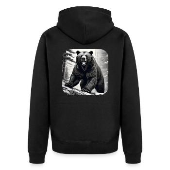 Proud Roaring Bear - Unisex Premium Organic Zip Hoodie - black - Back - Nico (187cm)