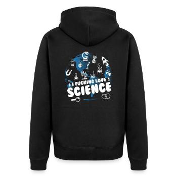I Fucking Love Science - Unisex Premium Organic Zip Hoodie - black - Back - Nico (187cm)