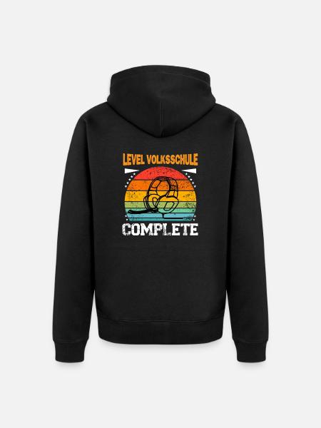 Grundschulabschluss Grundschule Level Complete - Unisex Premium Organic Zip Hoodie - black