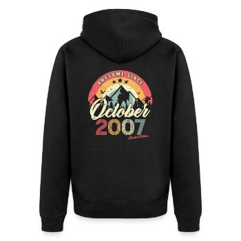 Birthday Gift In October 2007 Vintage - Unisex Premium Organic Zip Hoodie - black - Back - Nico (187cm)