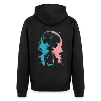 Discorde de l’esthétique : Silhouette de fille d’anime - Veste à capuche bio Premium Unisexe - noir - Dos - Nico (187cm)