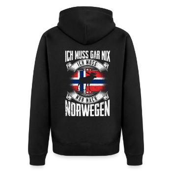 Norwegen - Unisex Premium Bio Zip Hoodie - Schwarz - Hinten - Nico (187cm)