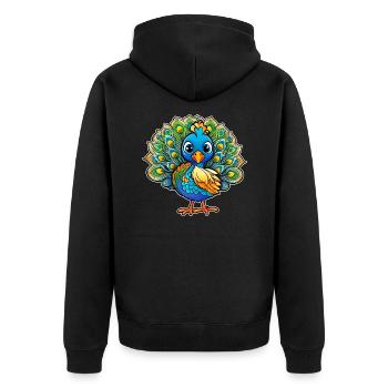 Cute Peacock III - Unisex Premium Organic Zip Hoodie - black - Back - Nico (187cm)