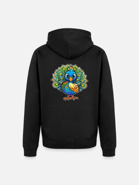 Cute Peacock III - Unisex Premium Organic Zip Hoodie - black