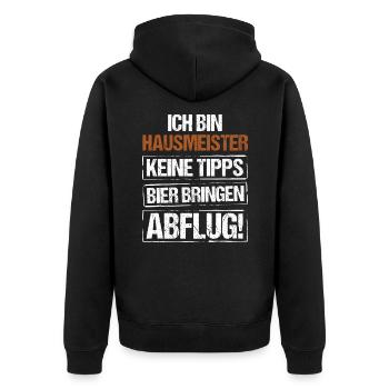 I'm a caretaker - bring beer and take off - Unisex Premium Organic Zip Hoodie - black - Back - Nico (187cm)