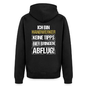 Je suis un artisan - apporte de la bière et décolle - Veste à capuche bio Premium Unisexe - noir - Dos - Nico (187cm)