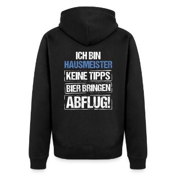 I'm a caretaker - bring beer and take off - Unisex Premium Organic Zip Hoodie - black - Back - Nico (187cm)
