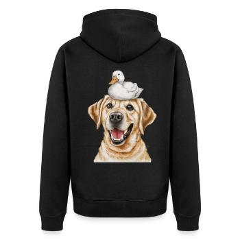 Mignon Labrador Retriever avec canard - Veste à capuche bio Premium Unisexe - noir - Dos - Nico (187cm)