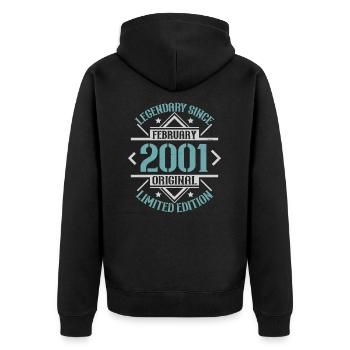 Legendär seit Februar 2001 limitierte Auflage - Unisex Premium Bio Zip Hoodie - Schwarz - Hinten - Nico (187cm)