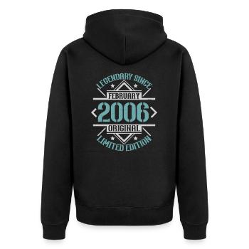 Legendär seit Februar 2006 limitierte Edition - Unisex Premium Bio Zip Hoodie - Schwarz - Hinten - Nico (187cm)