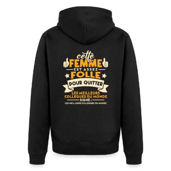 Verrückte Frau verlässt Kollegen - Unisex Premium Bio Zip Hoodie - Schwarz - Hinten - Nico (187cm)