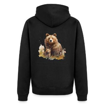 MAMA GRIZZLY - Unisex Premium Organic Zip Hoodie - black - Back - Nico (187cm)
