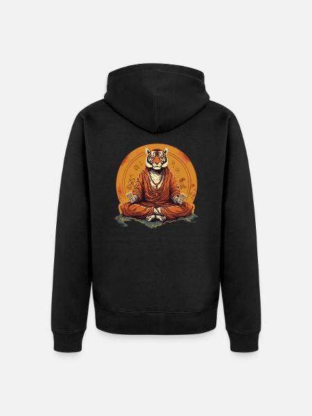 Tiger Buddha - Unisex Premium Organic Zip Hoodie - black