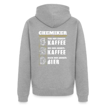 Mon quotidien de chimiste - Veste à capuche bio Premium Unisexe - gris chiné - Dos - Nico (187cm)