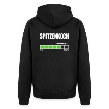 T-Shirt Koch - Ich liebe Kochen - Unisex Premium Bio Zip Hoodie - Schwarz - Hinten - Nico (187cm)