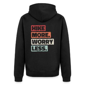 Hike More Worry Less. Hike Hiking Design - Unisex Premium Organic Zip Hoodie - black - Back - Nico (187cm)
